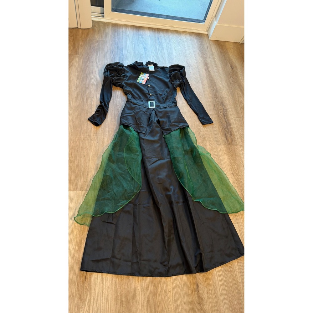 Ikali Black Green Witch Costume Dress Womens Medium Victorian Gothic Halloween